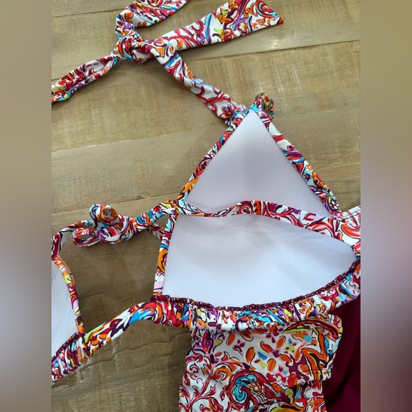 Lauren Ralph Lauren mystic paisley plum bikini nwt swim top and bottom - Picture 15 of 16